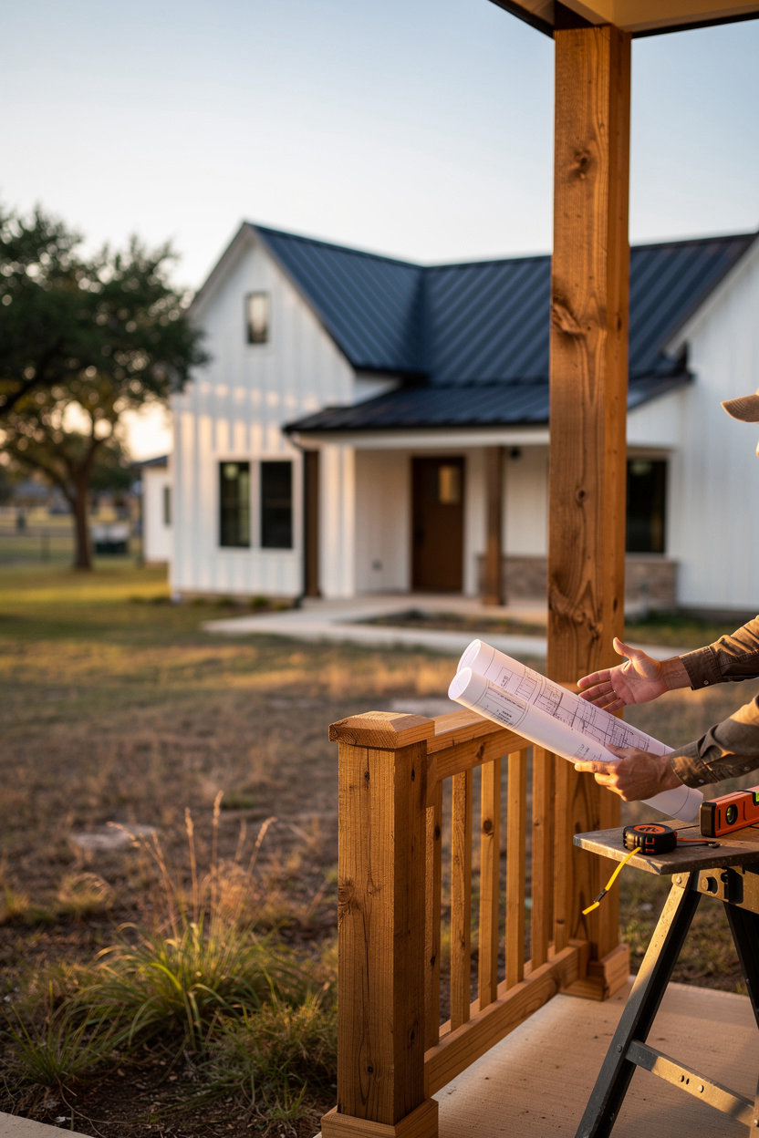 Legacy Home & Land Services LLC custom home construction in Hutto, Texas, showing quality craftsmanship on a finished residential build
